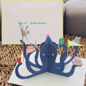 Geburtstagskarte 3D Tintenfisch