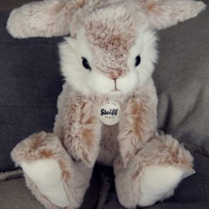 Bei uns kommt der Steiff Hase Flummy Langohr in personalisierbarem Stoff-Geschenkbeutel. So entsteht ein besonderes Einzelstück.