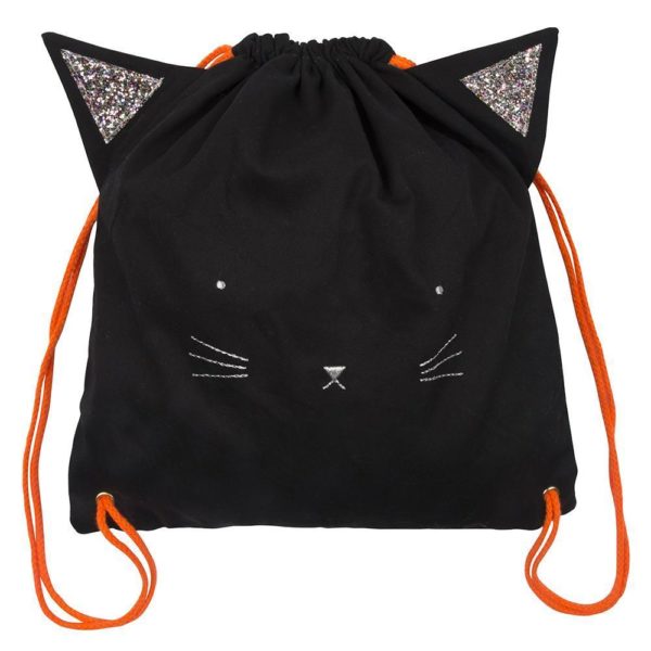 Ein cooler und süsser Katzen-Rucksack aus festem Baumwollstoff und aufgesticktem Katzengesicht. Nicht nur zu Halloween